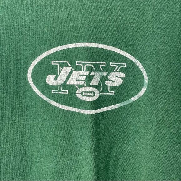 VINTAGE Reebok New York Jets Logo Solid Green Short Sleeve Tee Short Cotton L - Picture 6 of 9